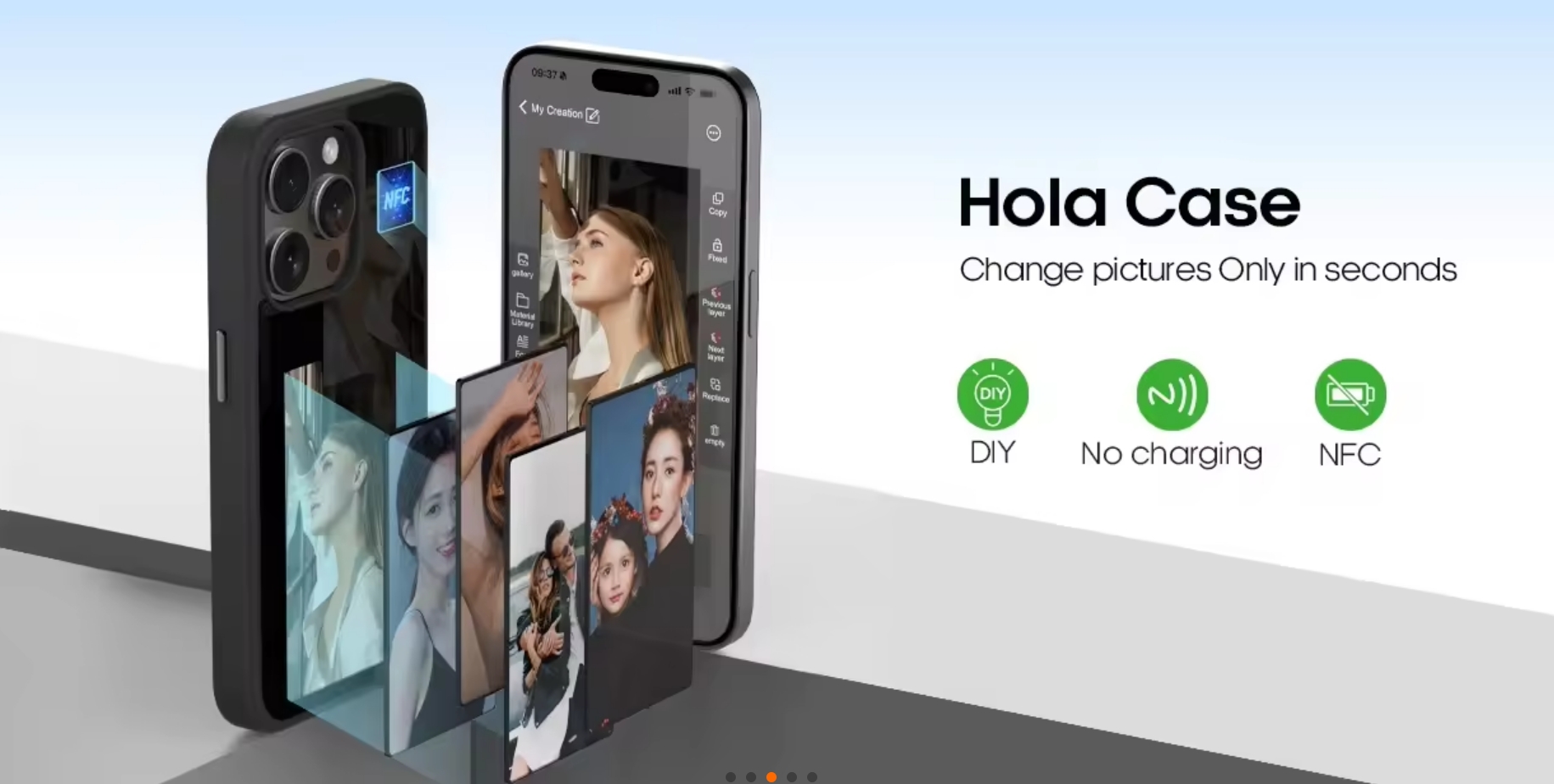 Hola AI Phone Case Four-Color E-ink Display Shockproof NFC Soft Bumper Hard Back Phone Cover for iPhone